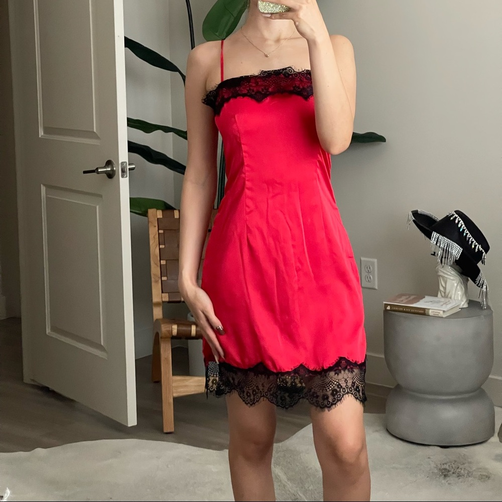 Red Silk Slip Dress